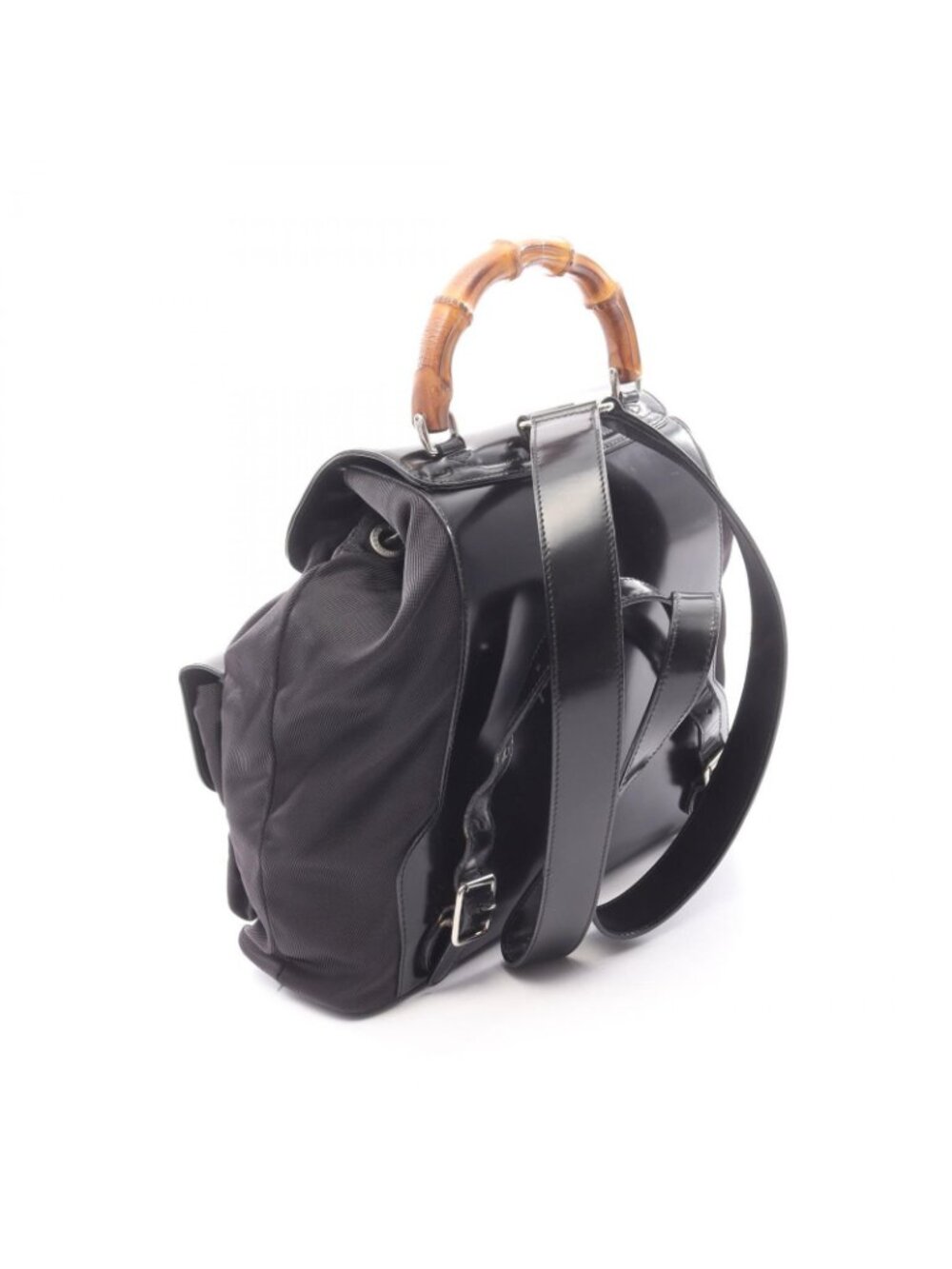 Gucci Backpack Bamboo 003 5 Black Nylon Enamel - Picture 2 of 15